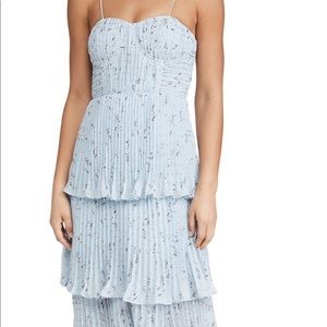 Self Portrait Metallic Tiered Midi Dress